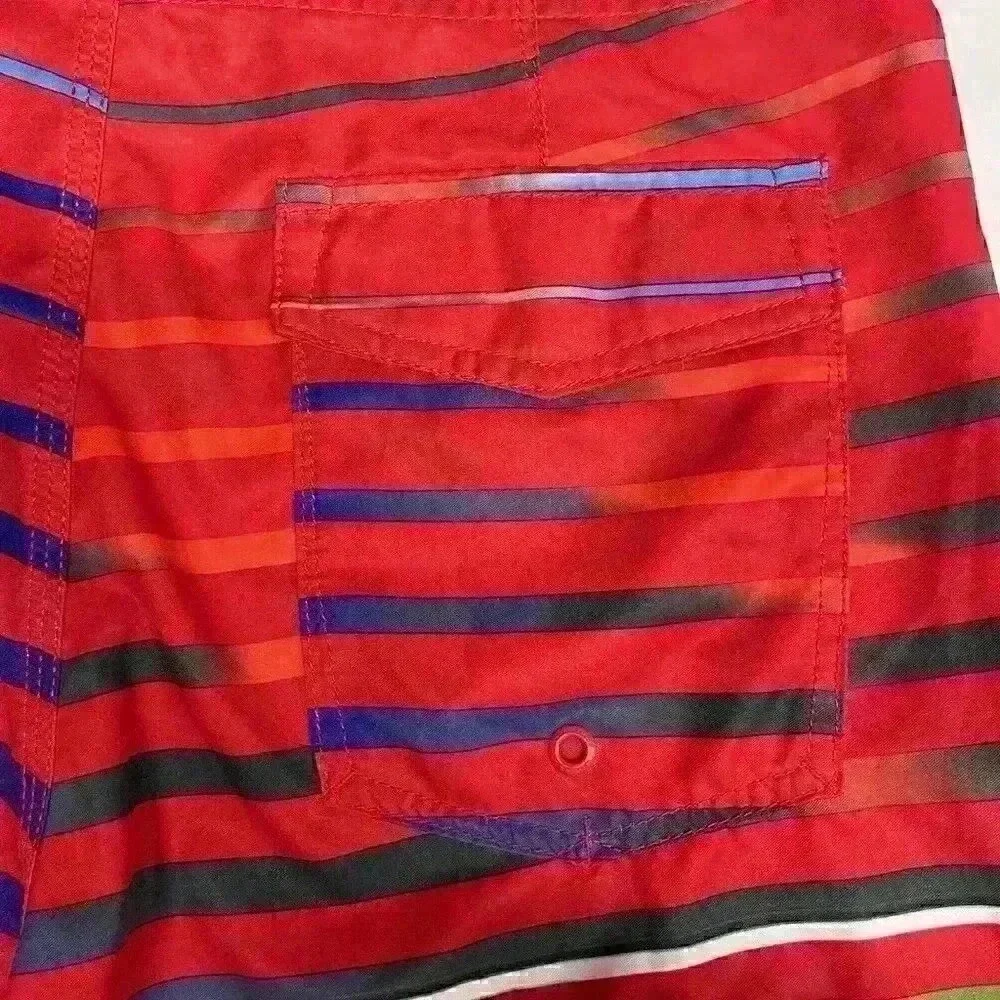 Oakley Board Shorts Men Size 32‎ Rainbow Stripe Performance Swim Trunks EUC